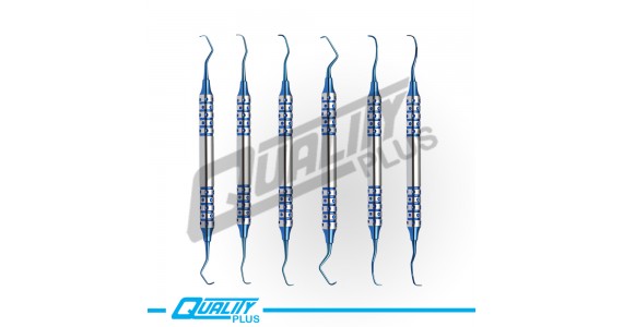 Gracey Curettes SET Hollow Handle BLUE PLASMA COATED 6 Pcs  Set